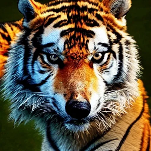 Image similar to half wolf, half tiger