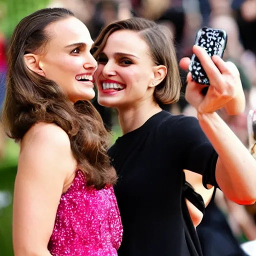 Image similar to Natalie Portman taking a selfie with Keira Knighley