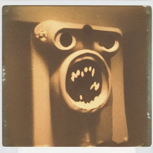 Image similar to vintage polaroid of a nightmarish mutated creature, studio lighting, from a 1 9 8 0 s japanese horror movie