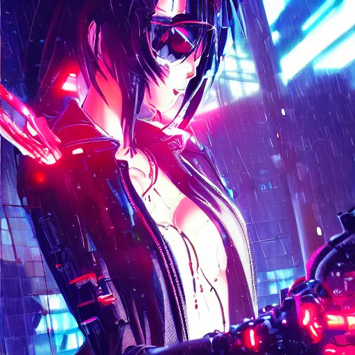 digital anime, cyborg - girl refracting reality, black | Stable Diffusion |  OpenArt