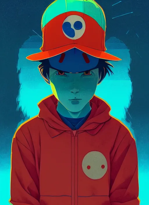Prompt: symmetry!! stunning portrait of ash ketchum, by victo ngai, kilian eng vibrant colors, dynamic lighting, digital art, winning award masterpiece, fantastically beautiful, illustration, aestheticly inspired by beksinski and dan mumford, upscale with simon stalenhag work, artstation, 8 k