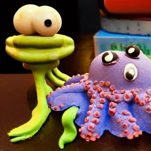 Prompt: a sloppy octopus claymation in the style of aardman