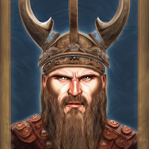 Image similar to a portrait of an angry viking highly detailed, centered, digital painting
