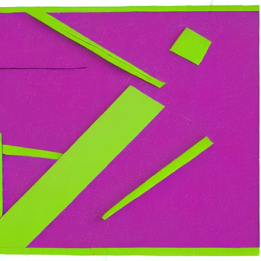 Prompt: abstract paper collage in hot pink, lime green, and purple; highly detailed; torn edges