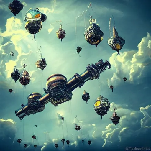 Image similar to flying city in a flower, sky, steampunk!!!, fantasy art, steampunk, masterpiece, octane