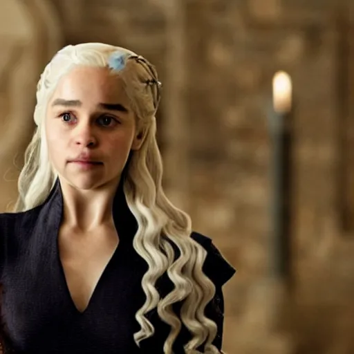 Prompt: Daenerys Targaryen from game of thrones as a teacher in school.