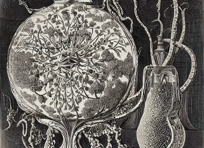 Image similar to the alembic of literary dreams, by ernst haeckel,