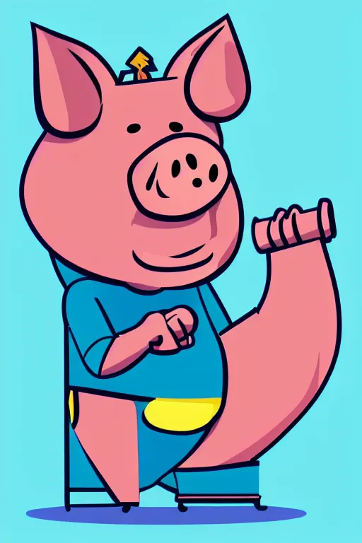 Image similar to A pig fitness coach, sticker, portrait, highly detailed, colorful, illustration, smooth and clean vector curves, no jagged lines, vector art, smooth