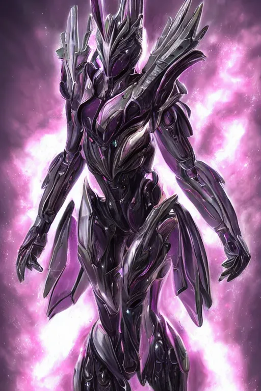 Image similar to bust shot, hyperdetailed realistic elegant beautiful stunning giant robot mecha hot female goddess dragon, sharp spines, sharp metal ears, smooth purple eyes, smooth fuschia skin, smooth silver armor, nebula size, space, epic proportions, epic scale, warframe fanart, macro giantess, furry art, dragon art, goddess art, giantess art, furaffinity, octane