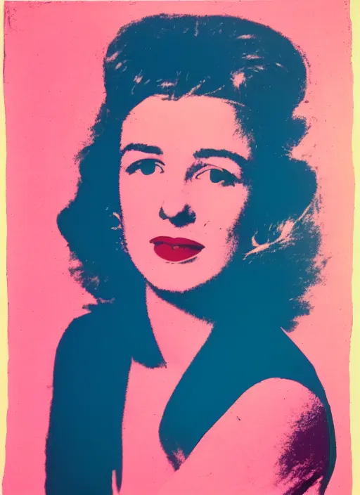 Image similar to a portrait of a pretty young lady by andy warhol