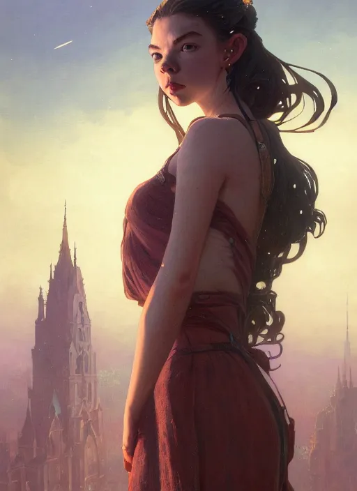 Image similar to Highly detailed portrait of Anya Taylor-Joy , in GTA V, Stephen Bliss, unreal engine, fantasy art by Greg Rutkowski, Loish, Rhads, ferdinand knab, Makoto Shinkai and Lois van baarle, ilya kuvshinov, rossdraws, Tom Bagshaw, alphonse mucha, global illumination, radiant light, detailed and intricate environment