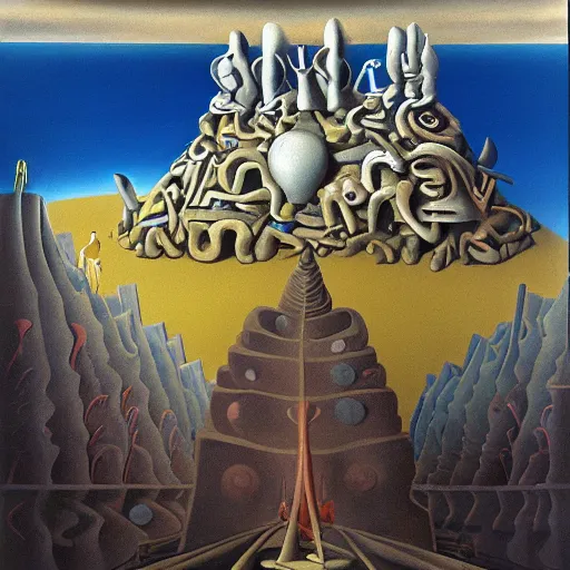 Image similar to Temple of the new gods. Dali. Yves Tanguy.