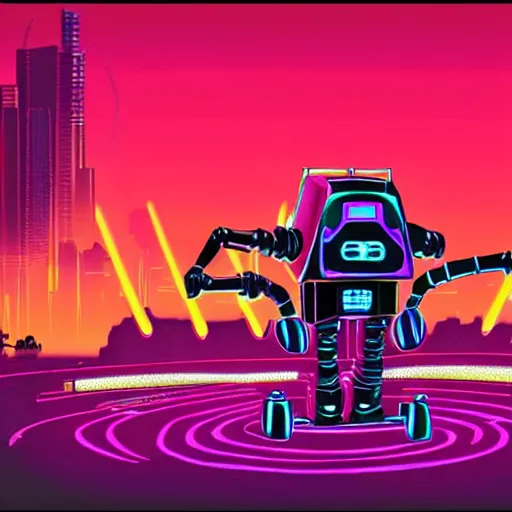 Image similar to synthwave robot spider