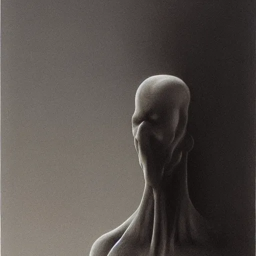 Image similar to A Character by Zdzisław Beksiński