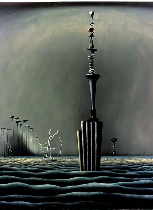 Prompt: apocalypse machine detailed painting by yves tanguy