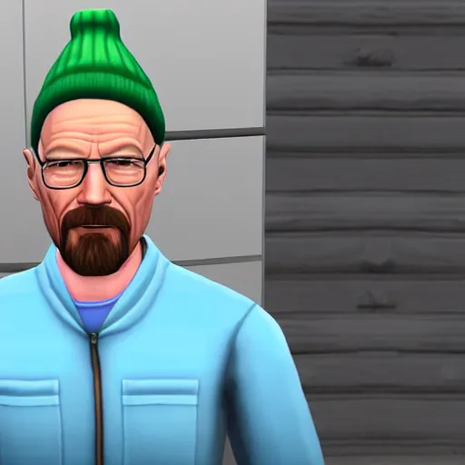 Prompt: walter white in the sims 4