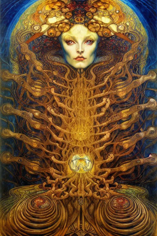 Image similar to Divine Chaos Engine by Karol Bak, Jean Delville, William Blake, Gustav Klimt, and Vincent Van Gogh, symbolist, visionary