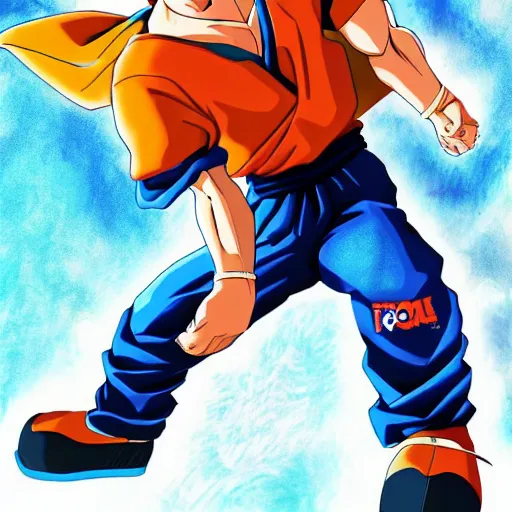 Image similar to of son goku drawn by pixar, detailed