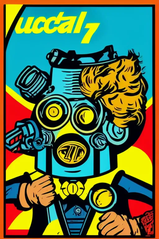 Image similar to fallout 7 6 retro futurist illustration art by butcher billy, sticker, colorful, illustration, highly detailed, simple, smooth and clean vector curves, no jagged lines, vector art, smooth andy warhol style