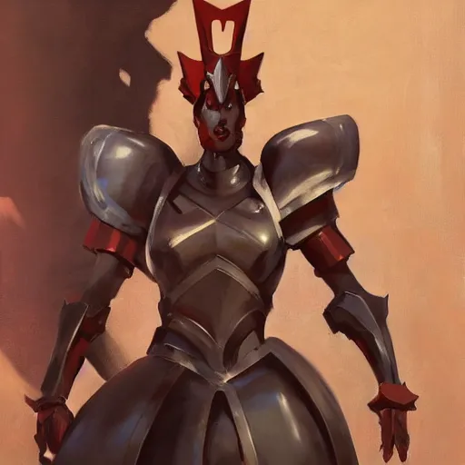 Image similar to greg manchess portrait painting of armored red queen from alice in wonderland as overwatch character, medium shot, asymmetrical, profile picture, organic painting, sunny day, matte painting, bold shapes, hard edges, street art, trending on artstation, by huang guangjian, gil elvgren, ruan jia, randy vargas, greg rutkowski