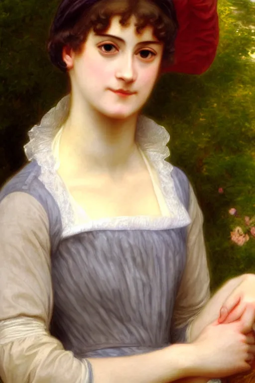 Image similar to jane austen, painting by rossetti bouguereau, detailed art, artstation