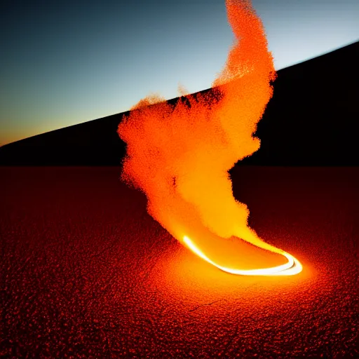 Image similar to zaha hadid, dancefloor kismet, fire, night, the australian desert, xf iq 4, 1 5 0 mp, 5 0 mm, f 1. 4, iso 2 0 0, 1 / 1 6 0 s, dawn, golden ratio, rule of thirds