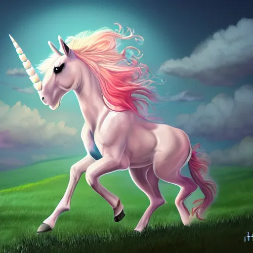Prompt: digital illustration of a unstable unicorn with health issues, deviantArt, artstation, artstation hq, hd, 4k resolution