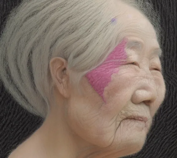 Image similar to detailed pastel colors portrait of an old woman with hair made of leaves, by hsiao - ron cheng, fine detail, 8 k