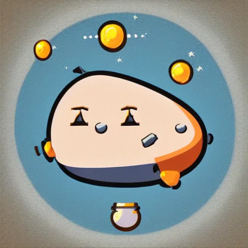 Image similar to a cute chubby cannon, stylized, digital art, blue scheme, mobile game