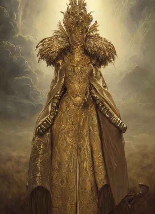 Prompt: highly detailed oil painting | very intricate | cinematic lighting | award - winning | ceremonial blazer armor fashion by alexander mcqueen | by roberto ferri, by tom bagshaw, by j. c. leyendecker and klimt, american romanticism, by austin osman spare, artstation, cgsociety, official art, octane