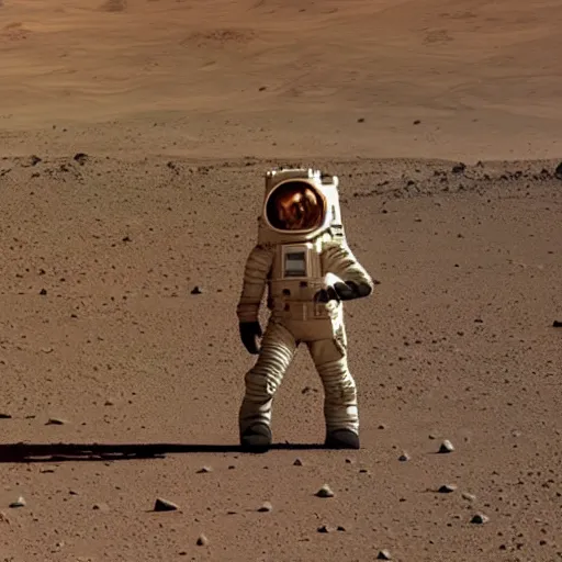 Image similar to the first image of human walking on mars