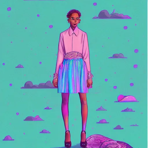 Image similar to dasha sailor outfit amazing illustration marvelously excellent shadowing iridescent opalescent phosphorescent inventive