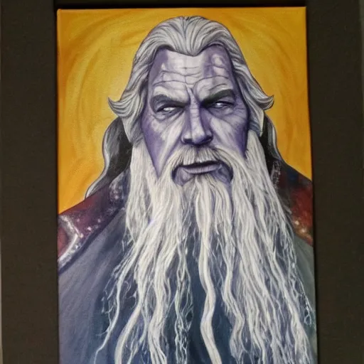 Image similar to gandalf as thanos, painting