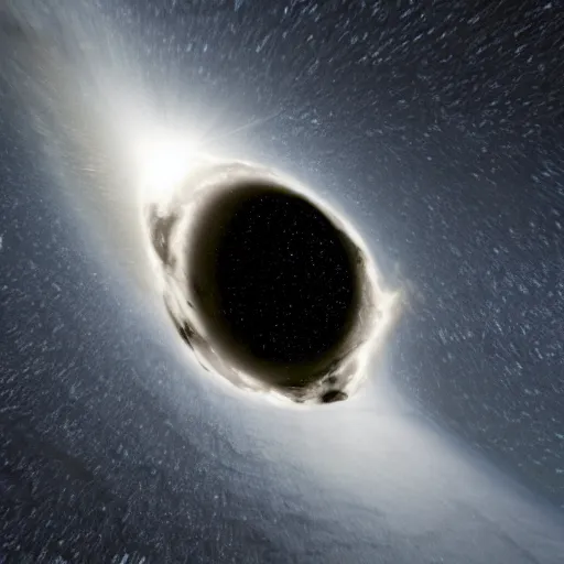 Prompt: A 30000mm photo of a star crumbling as it\'s being devoured by a black hole. The star turns into dust and circulating the event horizon before being sucked in.