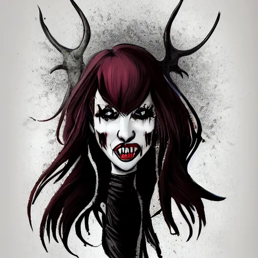 Image similar to vampire showing her fangs, gothic, horror