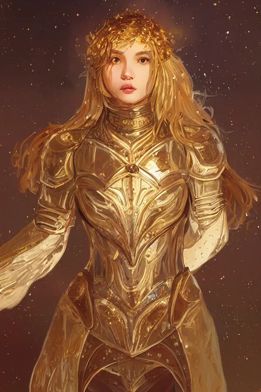 Image similar to portrait knights of Zodiac girl, white color reflected armor, in ruined Agora of Athens moon night and firefly and star sparkles, ssci-fi, fantasy, intricate, very very beautiful, elegant, golden light, highly detailed, digital painting, artstation, concept art, smooth, sharp focus, illustration, art by tian zi and WLOP and alphonse mucha