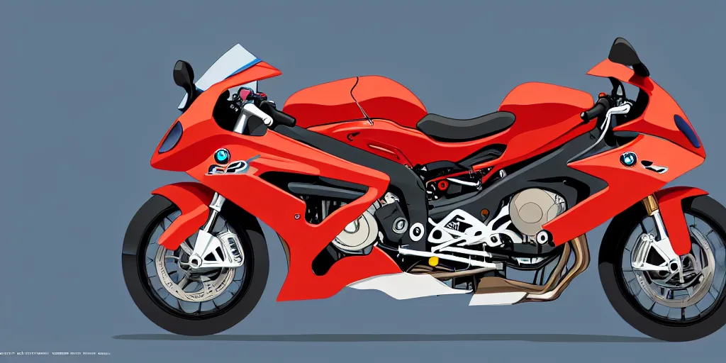 Prompt: BMW S1000rr, beautiful lighting, in the style of studio ghibli, artwork by Hayao Miyazaki and Isao Takahata, highly detailed, 8K, smooth, cinematic, vibrant colors, trending on artstation, japanese animation, stunning artistry and soaring imagination