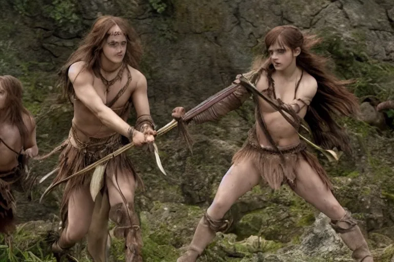 Prompt: emma watson as conan the barbarian vs the nymphs, movie still, 8 k, realistic