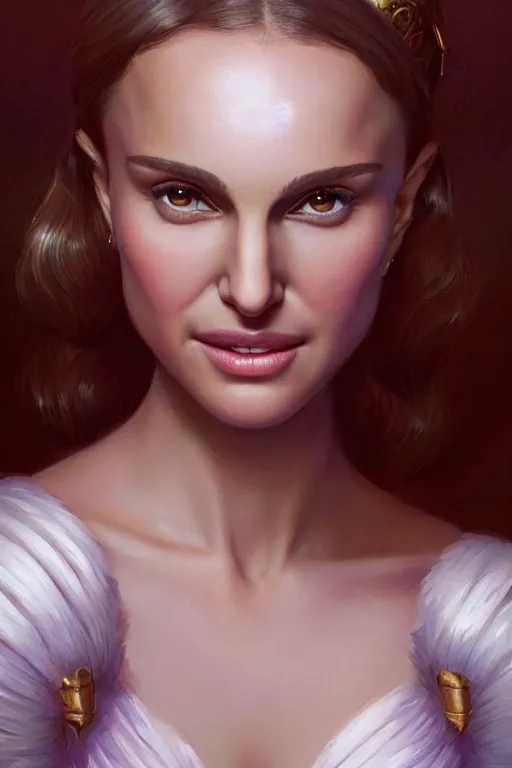 Image similar to Natalie Portman as a Smiling Goddess, soft, only two hands, highly detailed, digital painting, artstation, concept art, smooth, sharp focus, illustration, Unreal Engine 5, 8K, art by art by artgerm and greg rutkowski and edgar maxence