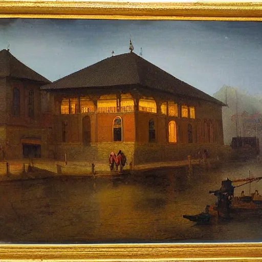 Prompt: a rembrandt painting of khanqah srinagar