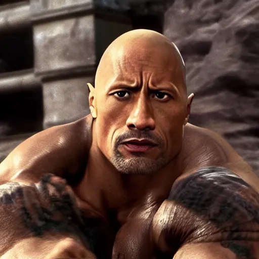 Image similar to Dwayne Johnson I’m mortal kombat 4K detailed super realistic