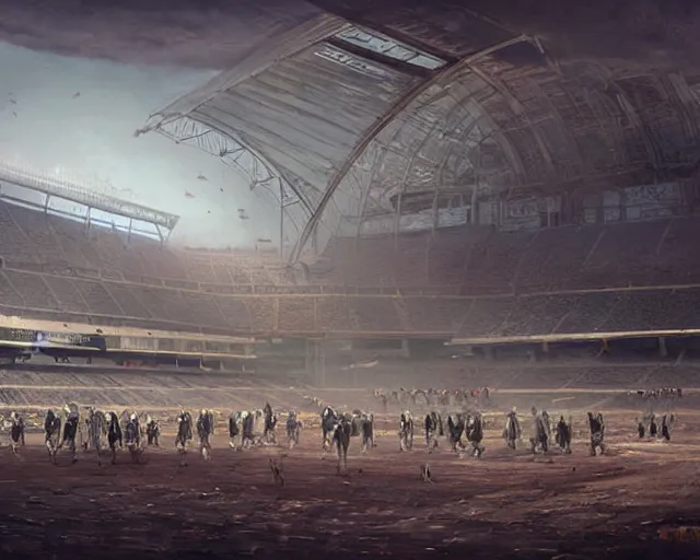 Image similar to a football stadium in the style of ancient egypt architecture, art by greg rutkowski and artgerma, stunning concept art, exterior design