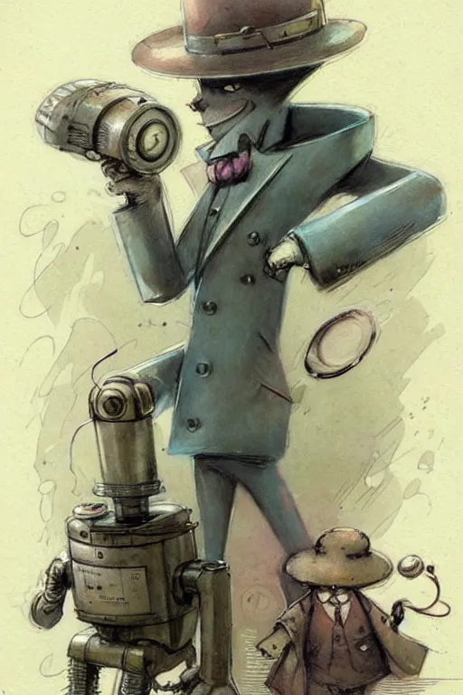 Image similar to (((((1950s robot detective. muted colors.))))) by Jean-Baptiste Monge !!!!!!!!!!!!!!!!!!!!!!!!!!!