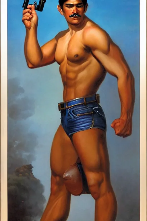 Image similar to Hunky Mexican Cop by Manuel Sanjulian and Boris Vallejo