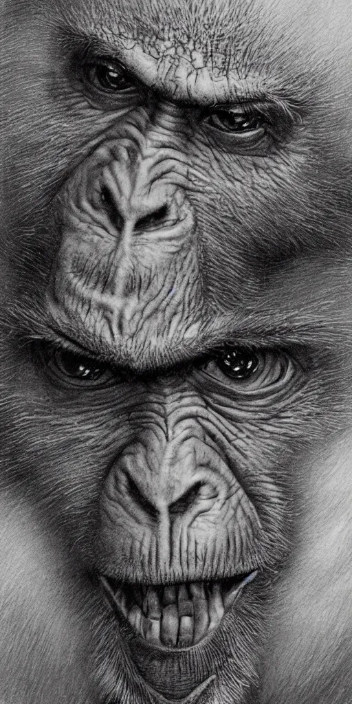 Image similar to Joe Rogan with some monkey features, single subject, portrait, intricate, highly detailed, concept art, smooth, sharp focus, pencil art