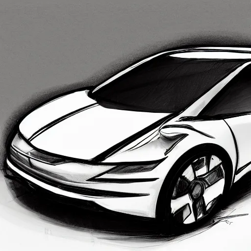 Prompt: sketch of a car made by Apple Inc