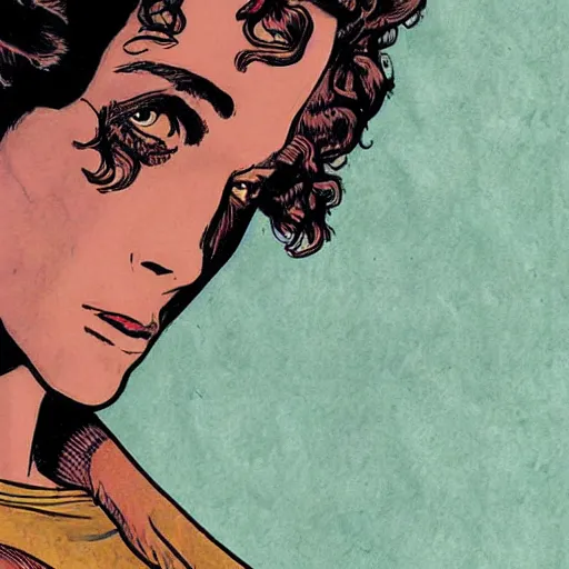 Prompt: ripley by J. O'Barr, color graphic novel illustration, intricate, ink