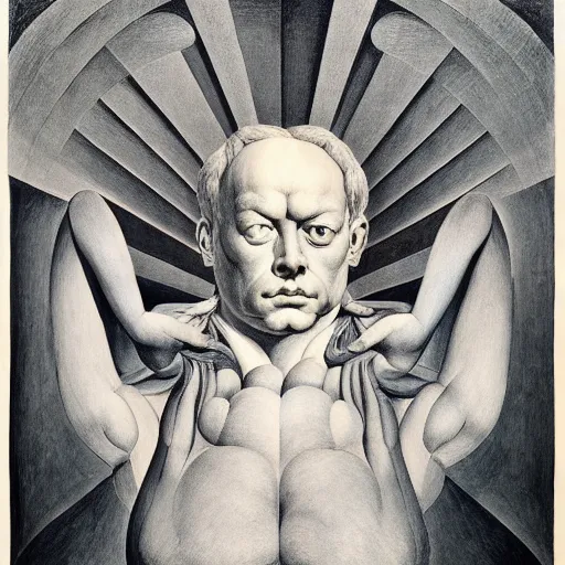 Image similar to lithography on paper secret artefact conceptual figurative post - morden monumental dynamic portrait by william blake and escher and hogarth, inspired by magritte, illusion surreal art, highly conceptual figurative art, intricate detailed illustration, controversial poster art, polish poster art, geometrical drawings, no blur