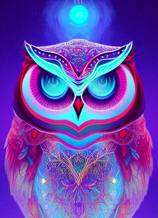 Image similar to symmetry!! product render poster vivid colors divine proportion owl, ice and snow, glowing fog intricate, elegant, highly detailed, digital painting, artstation, concept art, smooth, sharp focus, illustration,