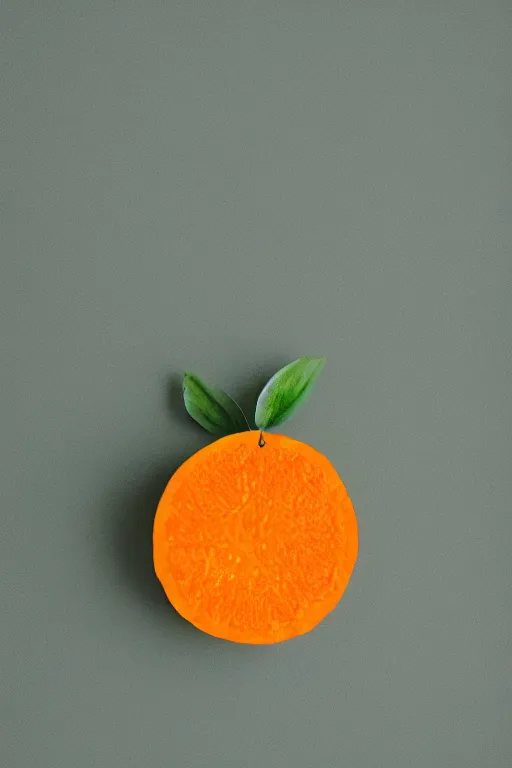 Prompt: minimalist boho style art of an orange with green leaves on white background